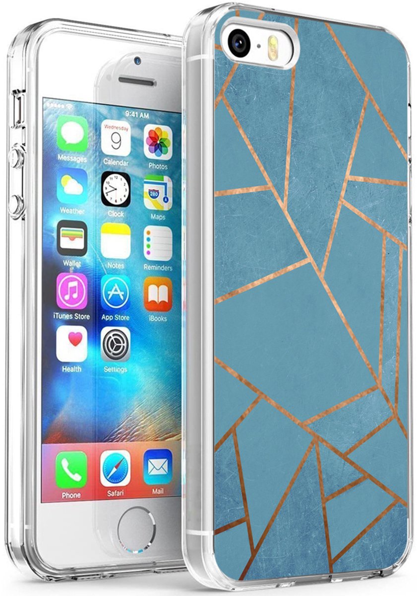 imoshion Hoesje - Geschikt voor Apple iPhone 5s / SE (2016) / 5 - Design hoesje - Blue Graphic