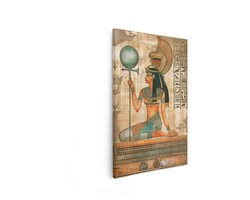 Artaza Canvas Schilderij Isis - 20x30 cm - Wanddecoratie Oud Egypte - Muurdecoratie Farao Kunst - Schilderijen Op Canvas Hieroglyfen