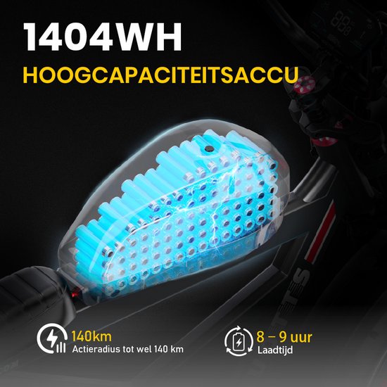 Elektrische Fiets DUOTTS F20 - 1296 Wh / 27 Ah Accu - 140 km Bereik - 250W Motor - 20*4.0 Inch Banden - Shimano 7 Versnellingen - Hydraulische Schijfremmen - Aluminium Frame - Elektrische Stadsfiets - zwart — afbeelding 3