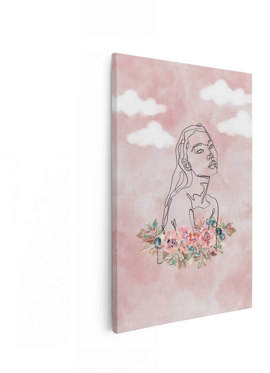 Artaza Canvas Schilderij Abstracte Vrouw - 60x90 cm - Wanddecoratie Bloemen - Muurdecorati