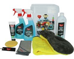 Valma Poetspakket - 8 Delig - Emmer - Wash & Shine - Krasverwijderaar - Velgenreiniger - Ruitenreiniger - Washandschoen - Glasdoek - Applicator Pad - Microvezel finishdoek