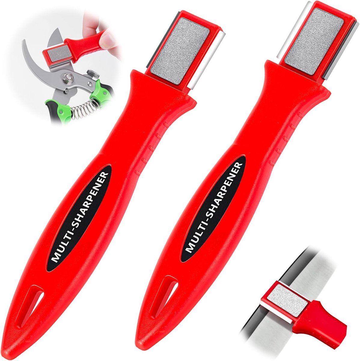 OUYLAF Messenslijper - tuingereedschapslijper - voor snoeischaren en tuingereedschap - 2pcs - Multifunctionele messenslijper - messenslijpers - messen slijper - rood