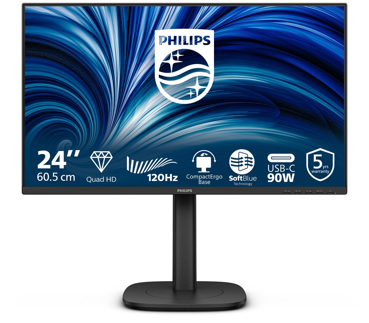 Philips 24B2U3601 computer monitor 60,5 cm (23.8") 2560 x 1440 Pixels Quad HD LCD Zwart