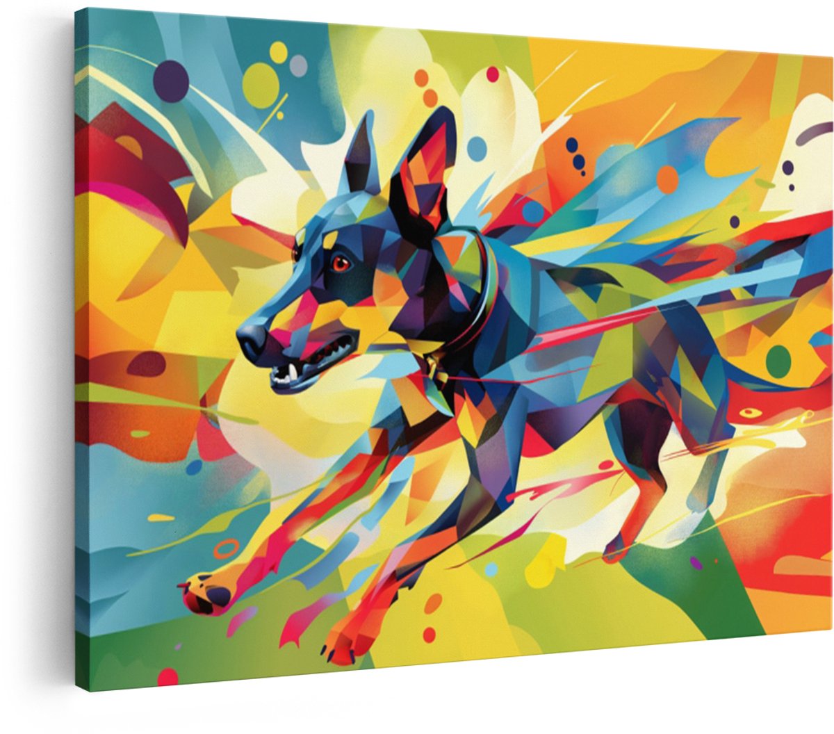 Artaza Canvas Schilderij Abstracte Hond - 30x20 cm - Wanddecoratie Dieren - Muurdecoratie Modern - Schilderijen Op Canvas - Kleurrijk