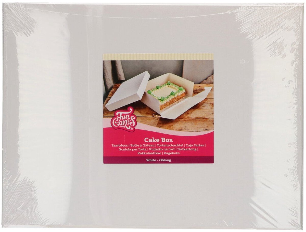 FunCakes Taartdoos met Zwanenhals en Losse Deksel - Rechthoekig - Wit - 40x30x15 cm - 1 Stuk
