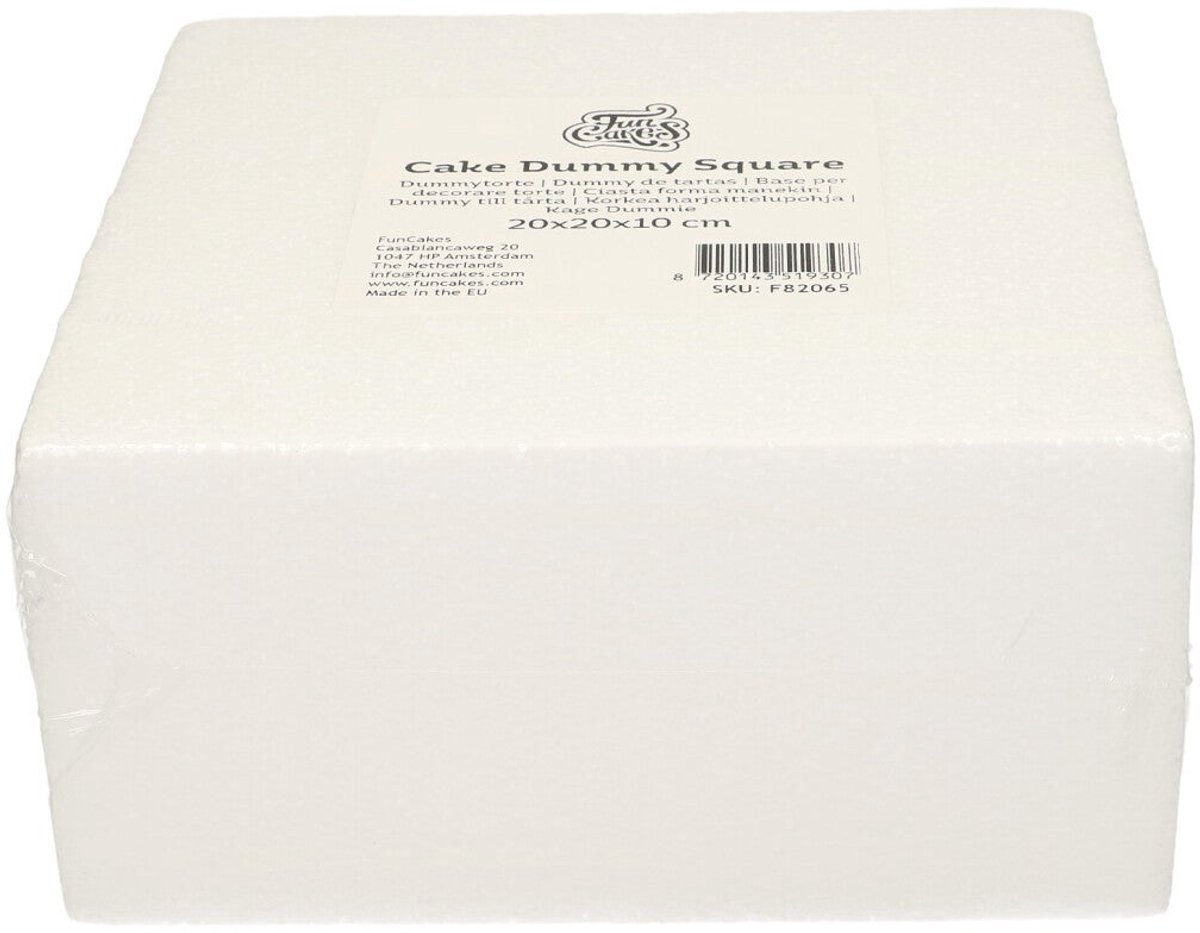 FunCakes Taart Dummy - Piepschuim Blok - Vierkant - 20x20x10 cm