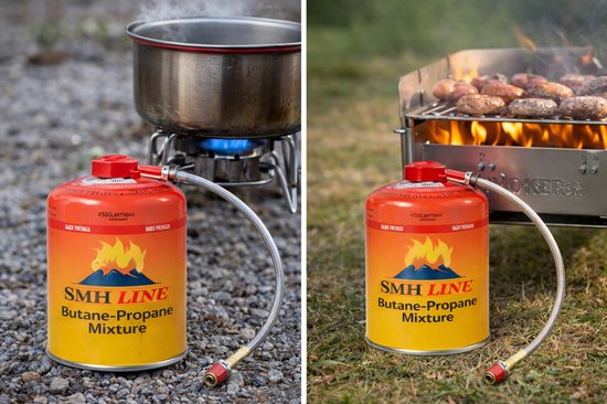 SMH LINE® Gasflessen - Gascartouche - 12x 450g - EN417 Schroefventiel - ∅ 11x14cm - Passend op WEBER BBQ van SMH LINE® — afbeelding 5