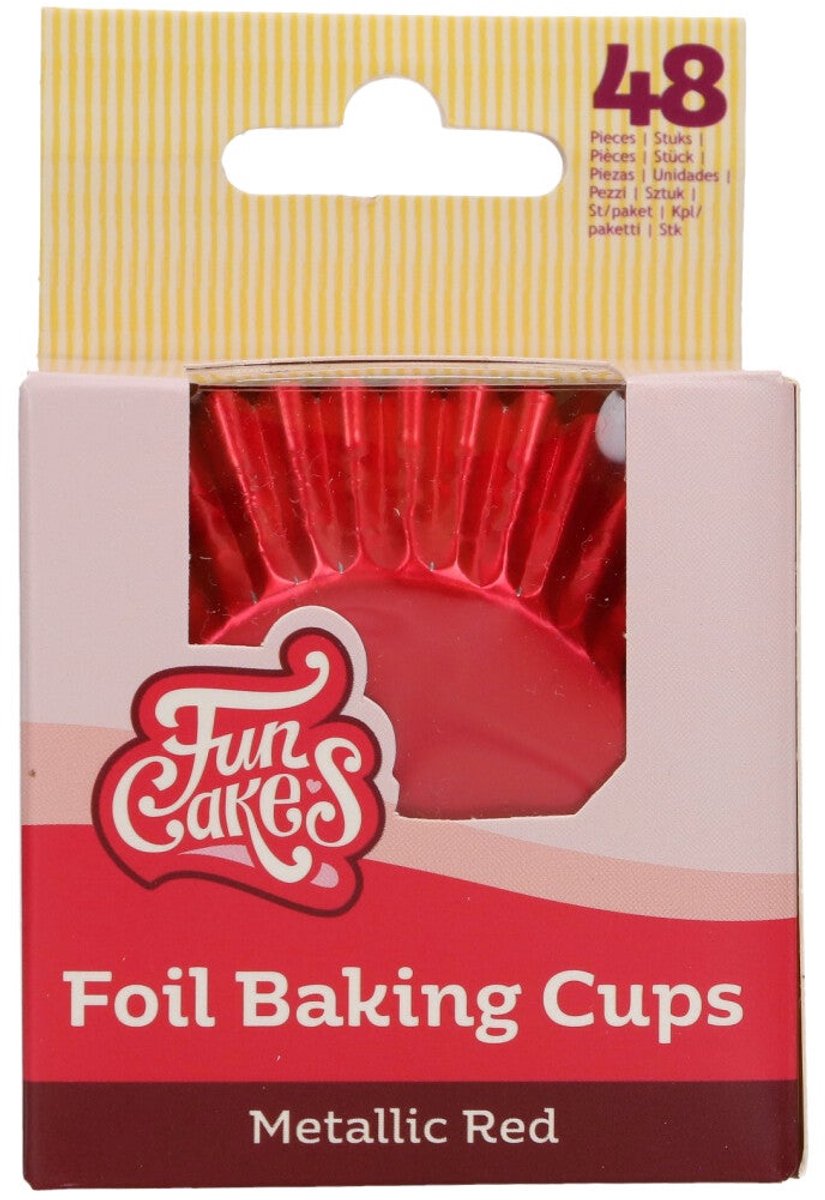 FunCakes Folie Baking Cups - Metallic Rood - pk/48 - Cupcake Vormpjes Papier