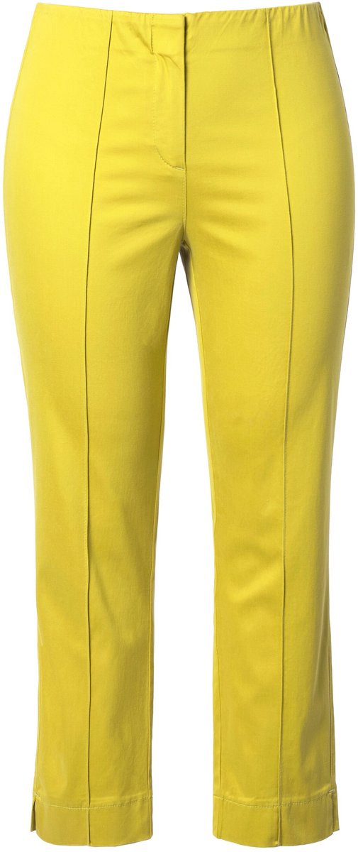 Ulla Popken - Dames - Broek biezen smalle broekspijpen elastische tailleband - Pistache - Maat 44
