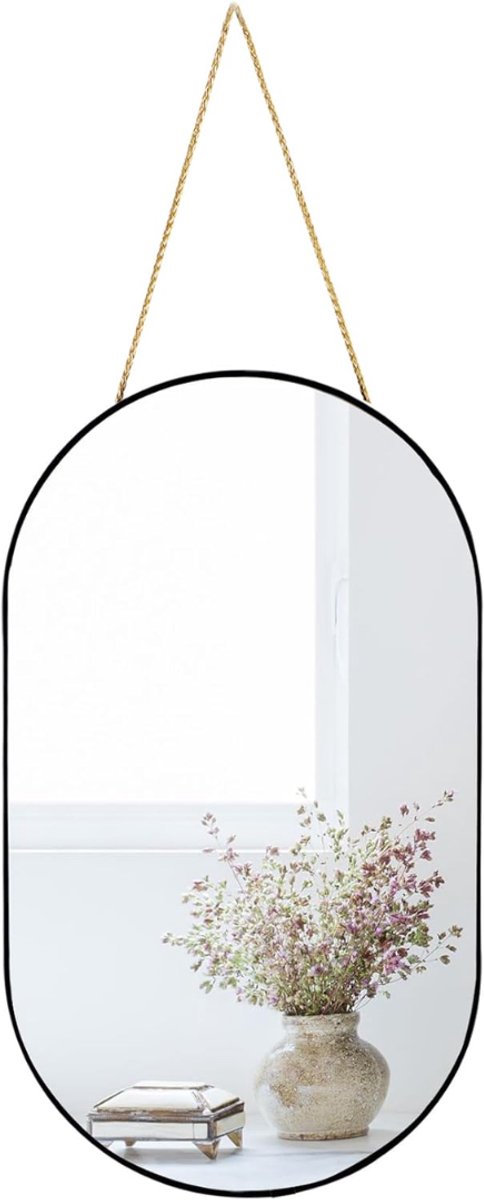Goodivery® - Spiegel - Wandspiegel - Spiegel met verlichting - 41x24x3cm - Zwart