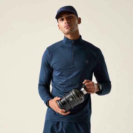 Dare2b mannen Fuse Up II Core Stretch Lichtgewicht Sneldrogend Halve Lengte Binnenrits Chin Guard Midlayer, Ebbengrijs, S