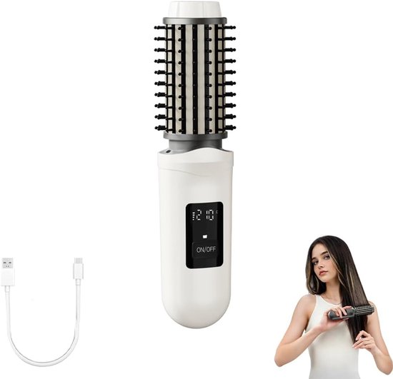 Stijltang - stijltang en krultang 2 in 1 - Met lcd-scherm - 3 temperatuurniveaus instelbaar - Batterijgevoed - 30 seconden snelle opwarming - Automatische uitschakeling - Inclusief oplaadkabel - Draadloze krultang