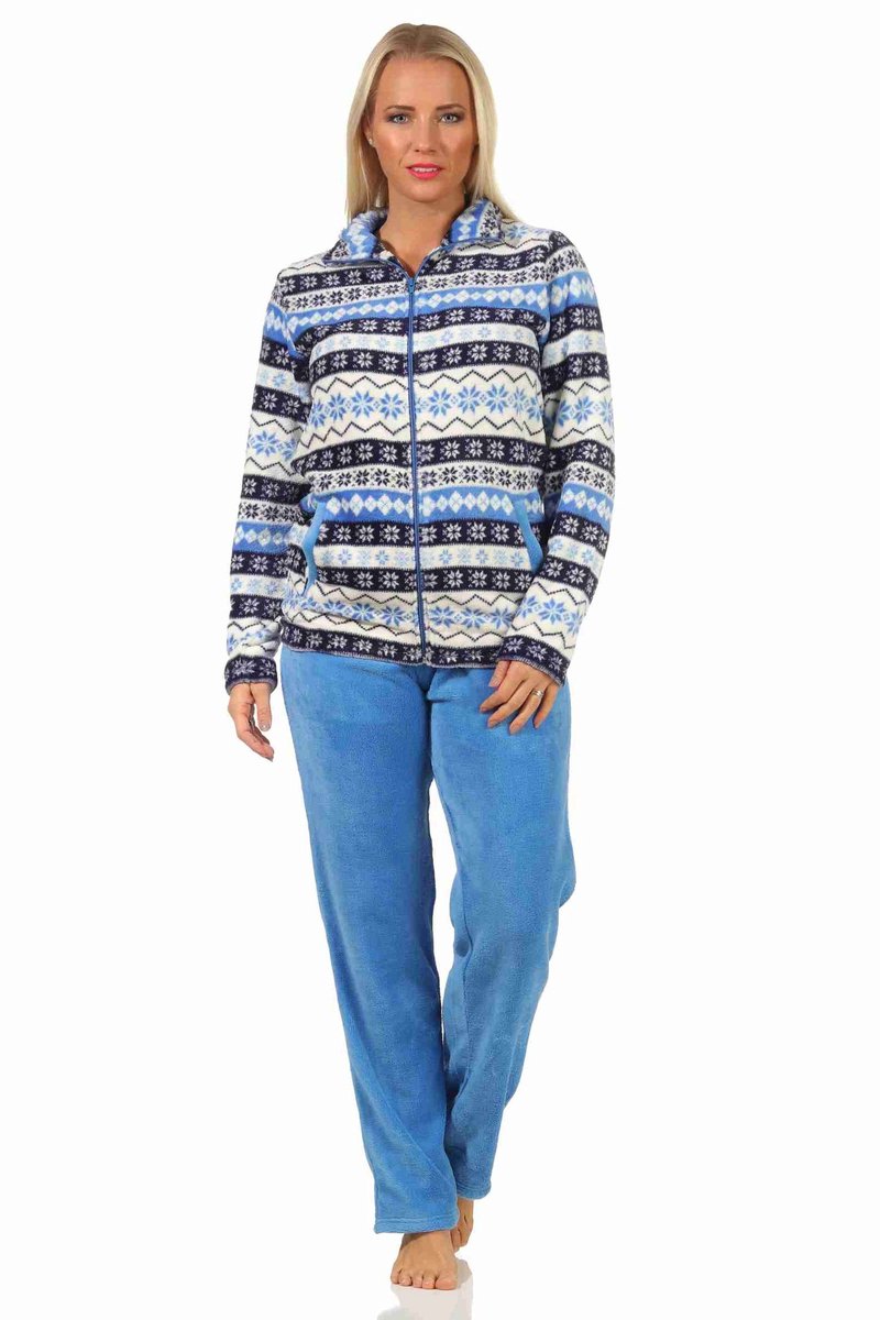 Normann Prachtig huiskleding van koraalvlies in een winterse uitvoering homewear loungewear