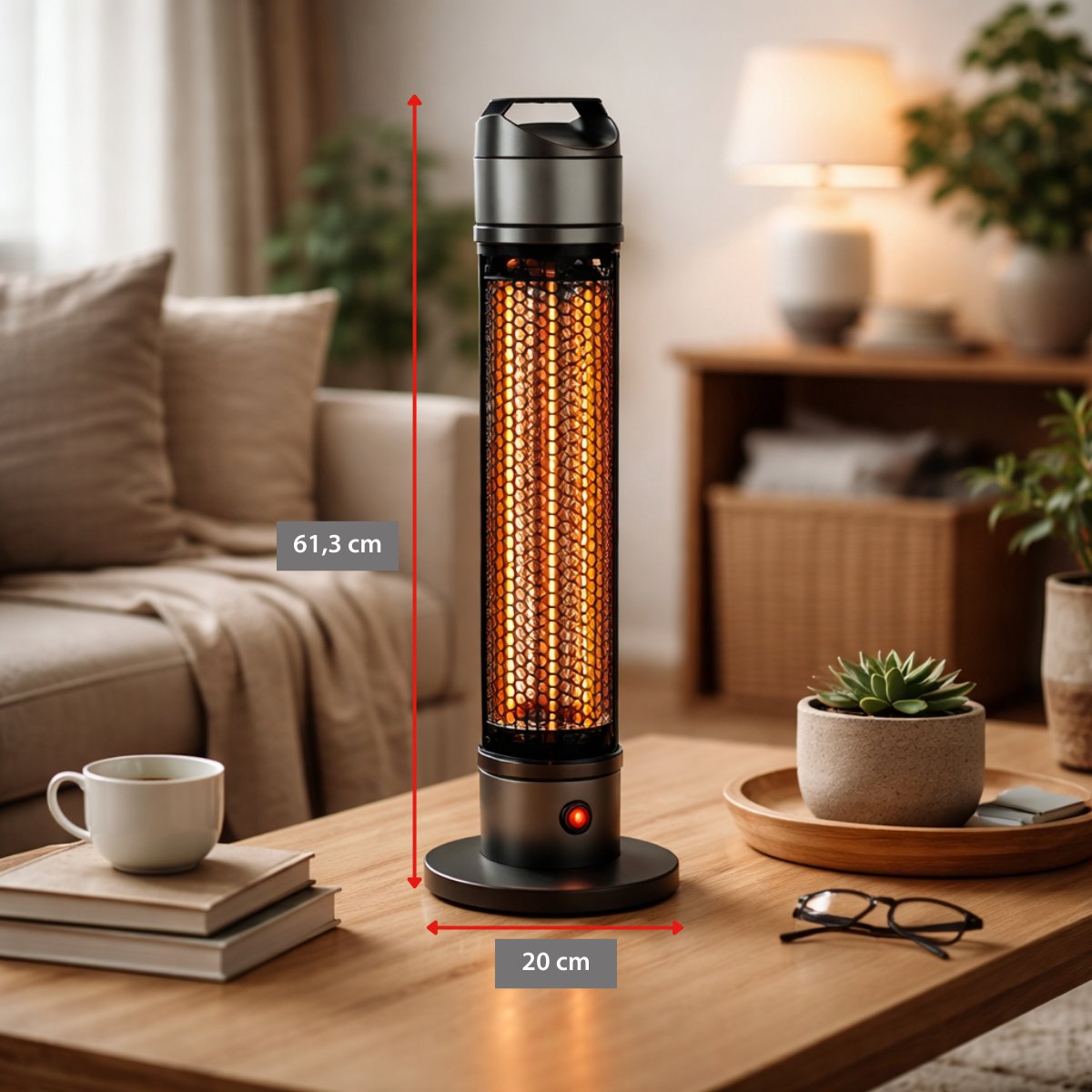 alpina Heater Terrasverwarmer Elektrisch - Infrarood Verwarming met 360 Graden Warmteverdeling - Heaters Elektrisch IP44 Spatwaterdicht - Terrasverwarmer Infrarood 800W voor Binnen en Buiten – foto 3