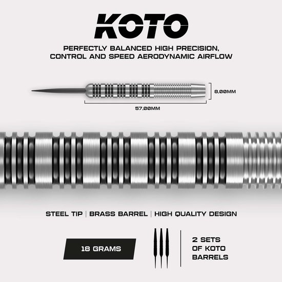 2 Sets KOTO Straight Silver Black Brass Darts + 90 Pieces Accessories - Dartpijlen van KOTO — afbeelding 3