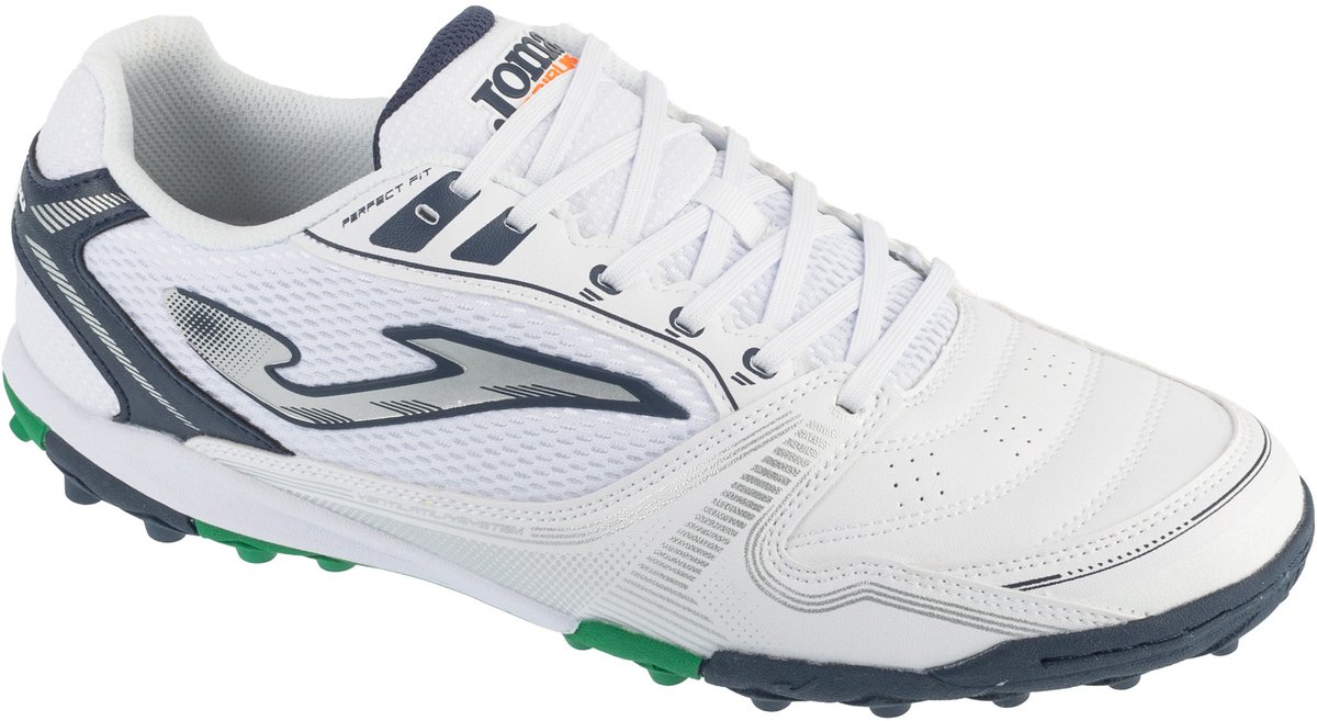 Joma Dribling 2502 voetbalschoenen voor mannen, wit, maat 45, met luchtige mesh en turfzool.