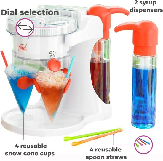 Elektrische IJs Crusher voor Snow Cones en Slushies - Ijsmachine met 4 Kopjes & 4 Rietjes — afbeelding 4