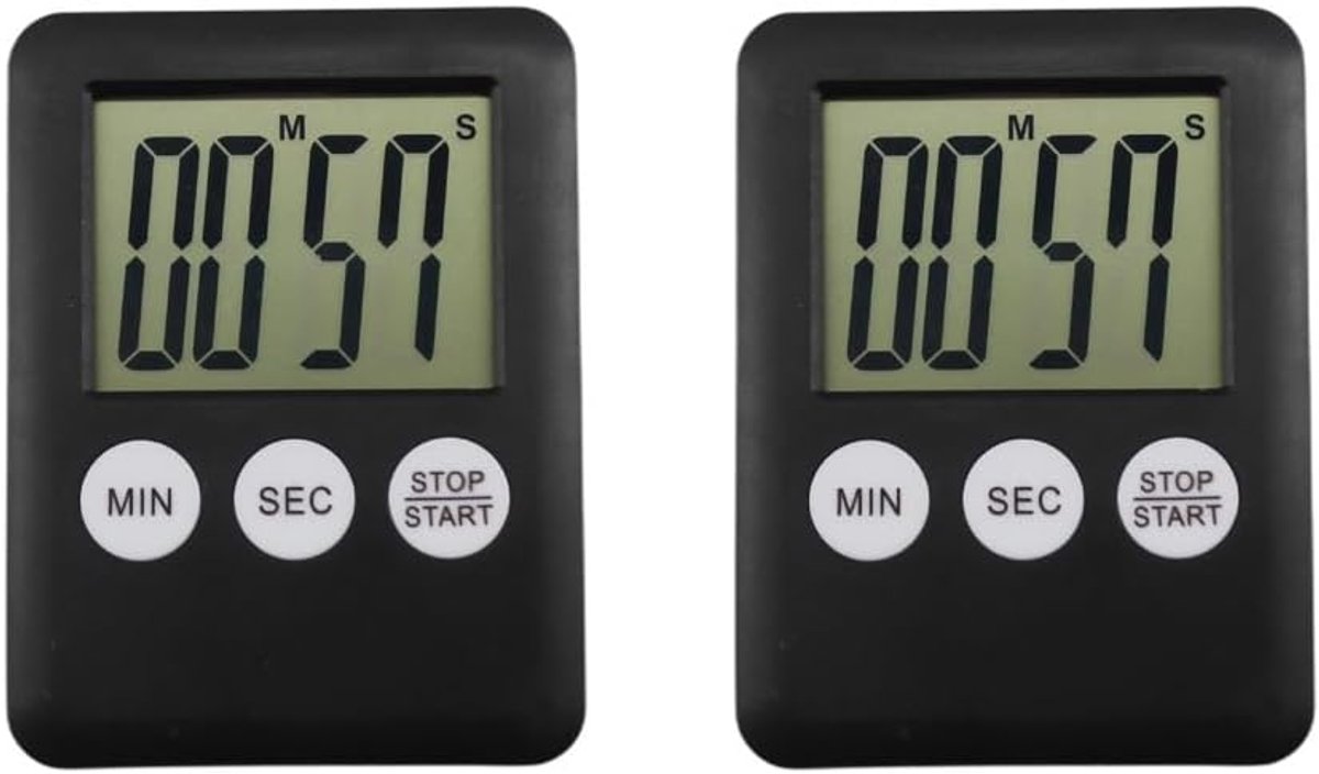 Digitale Keukentimer met Groot Scherm, Magnetisch en Luid Alarm - Set van 2