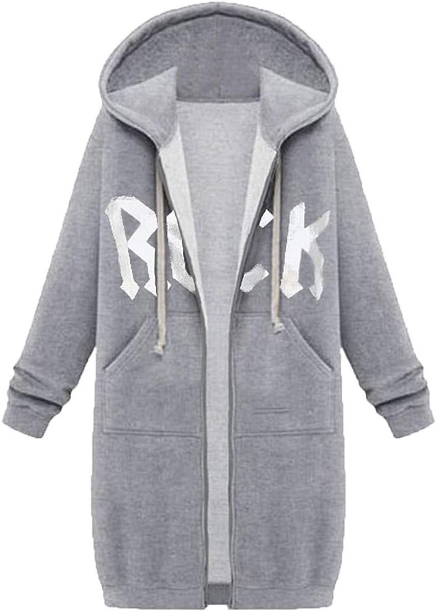 Dames Hoodie met Rits - Lang, Zacht & Comfortabel - Herfst/Winter - Los Fit - Met Capuchon - Casual Streetwear - voor Sport & Vrije Tijd