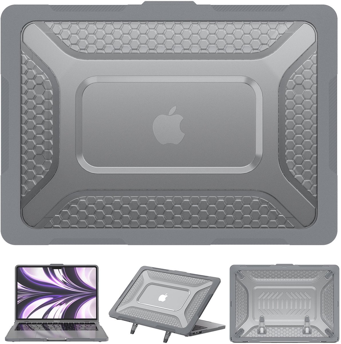 Turtle Shift Laptopcover Shield geschikt voor MacBook Air 13.6' inch - 2024 / 2022 - A2681 / A3113 - Grijs