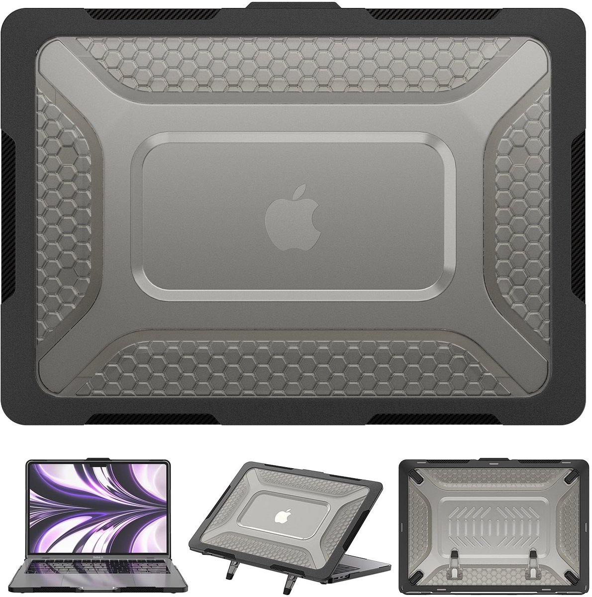 Turtle Shift Laptopcover Shield geschikt voor MacBook Air 13.6' inch - 2024 / 2022 - A2681 / A3113 - Zwart