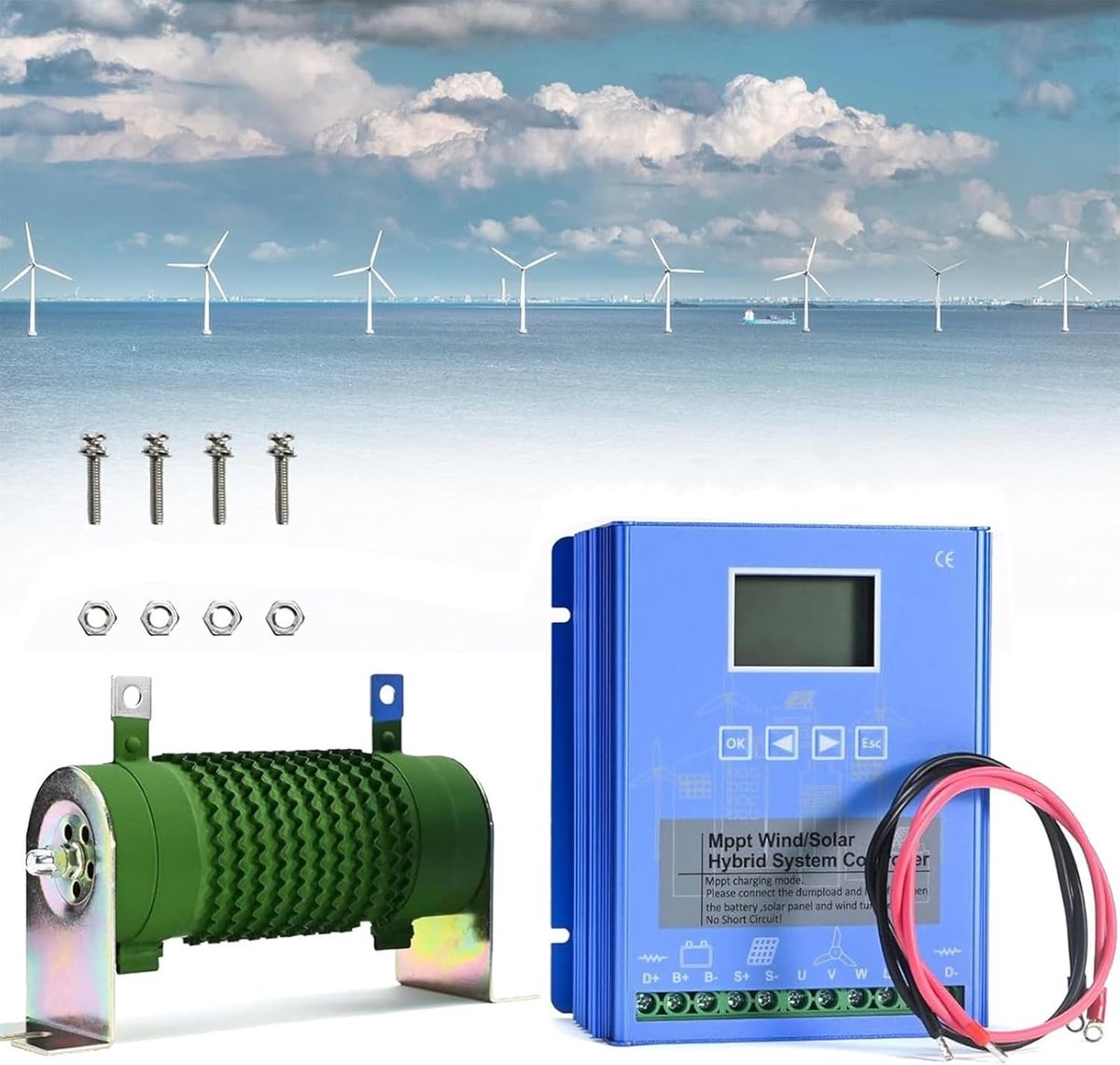 Hybride Laadregelaar - Wind Zonne - Energie Beheer - MPPT Technologie - 12V 24V 48V - Grijs