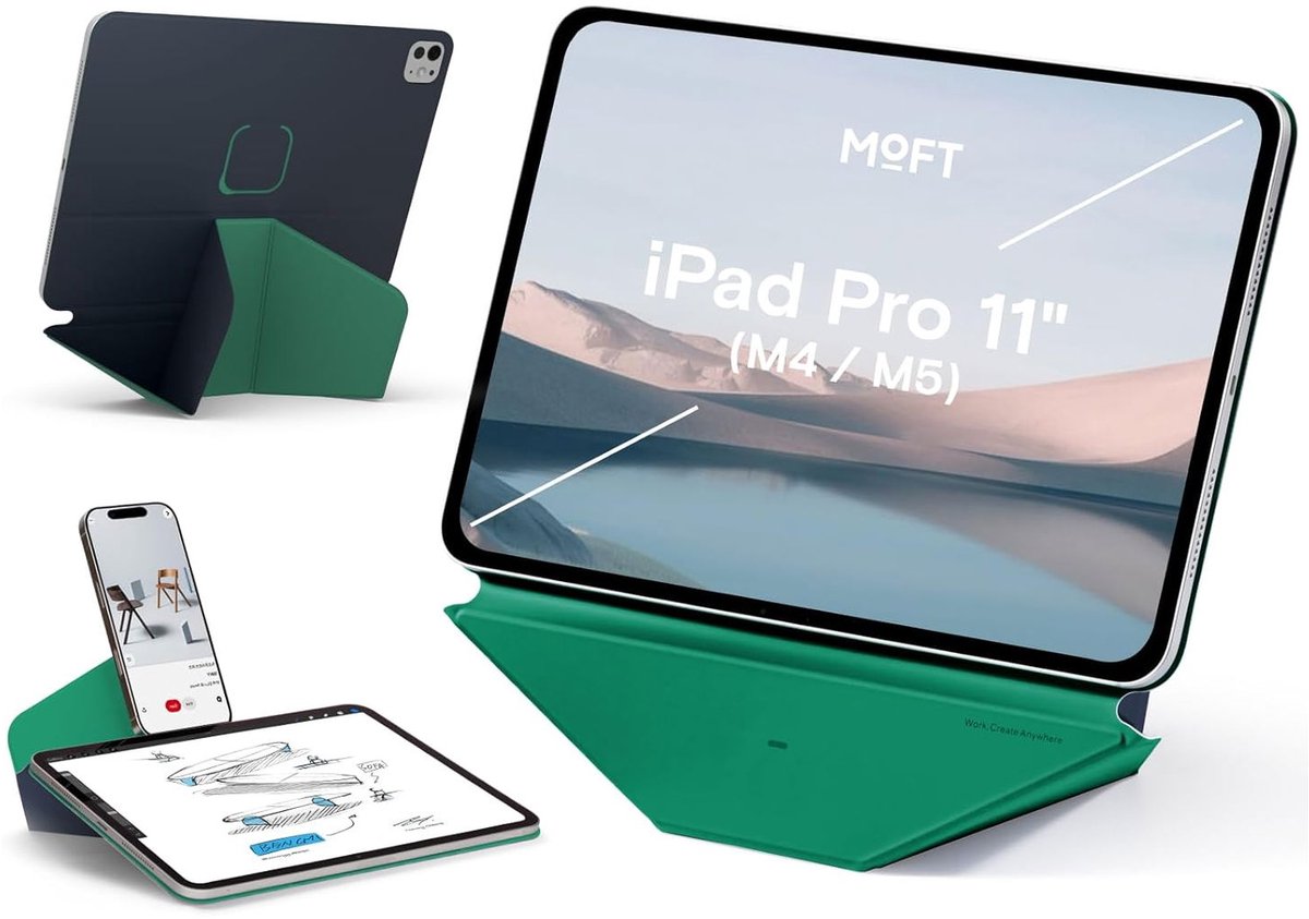 MOFT Hoes Geschikt voor iPad Pro 11 (2024/2025) - Dynamic Folio Book Case - Magnetische Beschermhoes met Standaard - 20+ Kijkhoeken - MOVAS Vegan Leer - Sleep/Wake - Navy