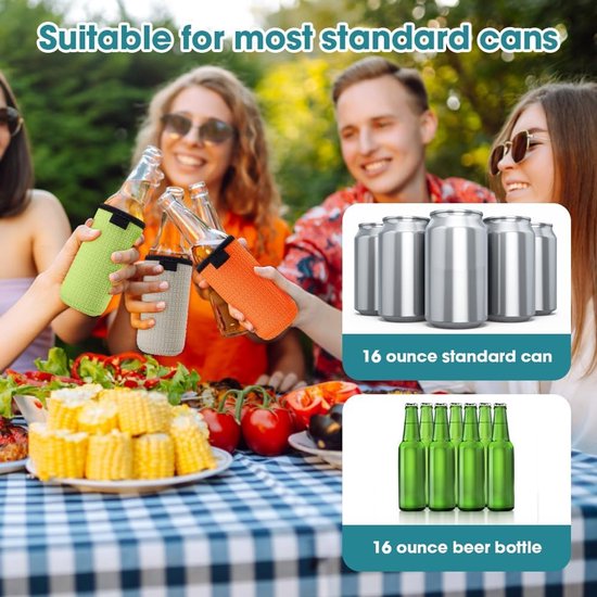 6 Pcs 170ml Blikkoelers - Herbruikbare Neopreen Koelhouder voor Buiten, Reizen, Feestjes van Merkloos — afbeelding 3