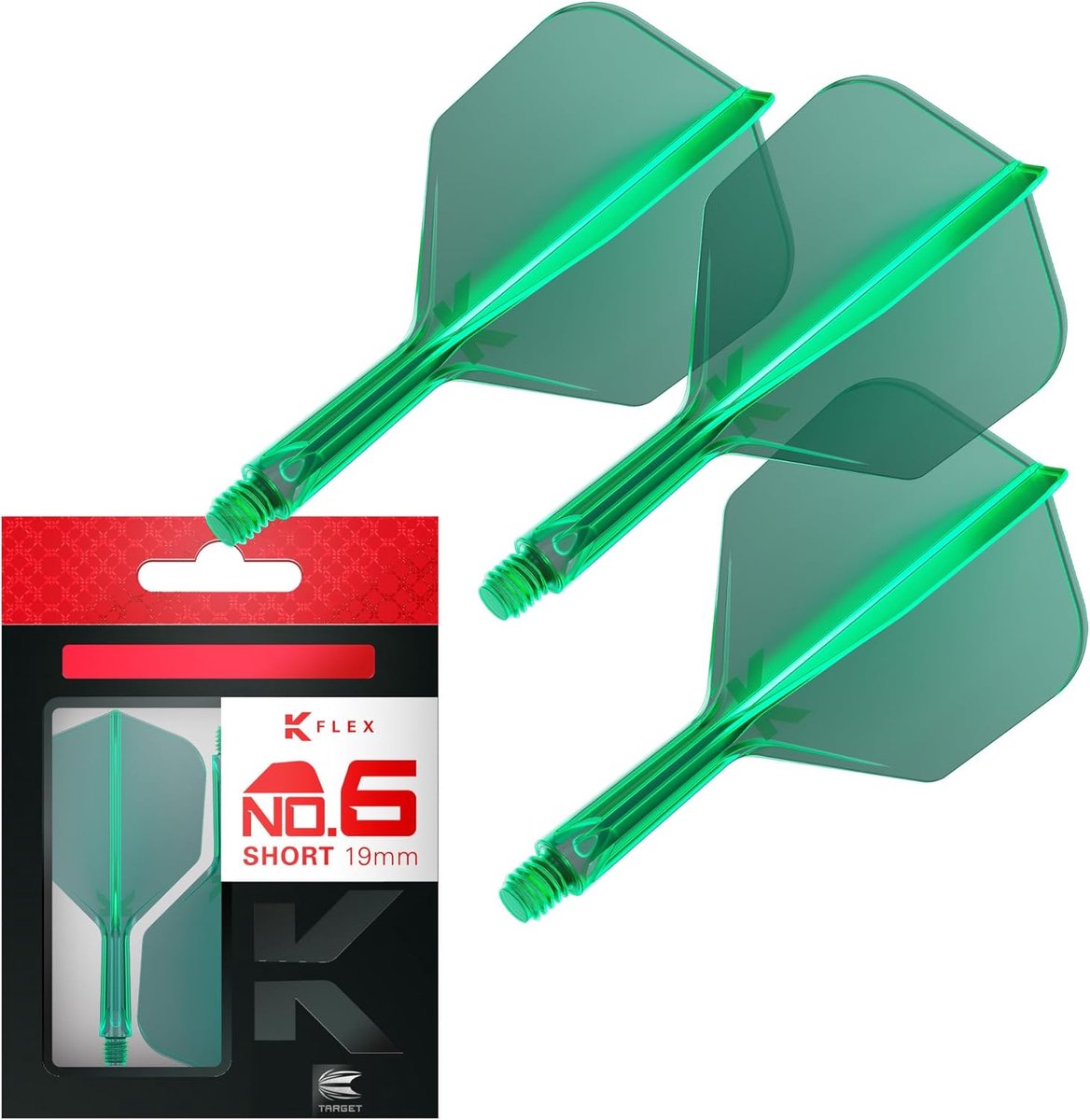 Geïntegreerde Steeltjes en Flights voor Darts, Set van 3, No. 6 Groen