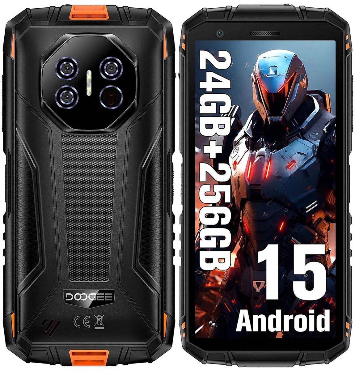DOOGEE Fire 3 Ultra Robuuste Smartphone - 24 GB RAM - 256 GB ROM - 8350 mAh - 5,5 inch - Android 15 - IP68/IP69K Outdoor telefoon - Face ID - OTG - NFC - Oranje