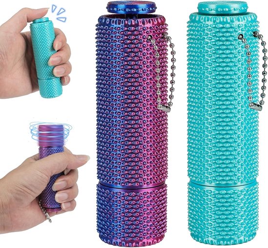 Set van 2 Intense Fidget Sticks - 3D Geprinte Pain Stim Fidget - 12 x 3 cm - Voor Stressverlichting & Focus - Met Spinner & Clicker - Paars & Turquoise