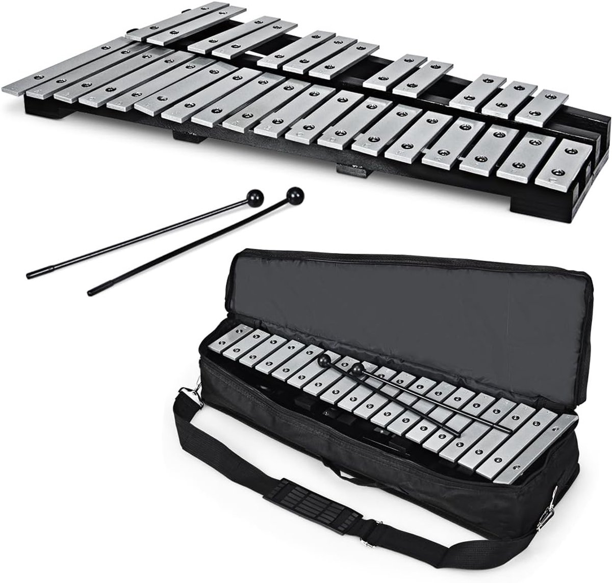 Xylofoon met 30 Metalen Noten en Twee Kloppers - Draagbaar Slaginstrument