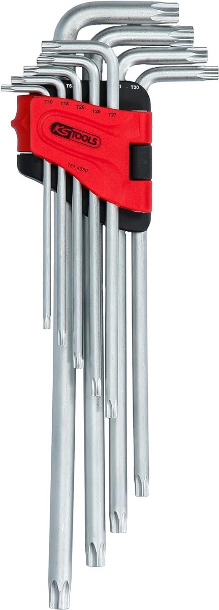 Haakse Torx-inbussleutelset, extra lang, 9-delig
