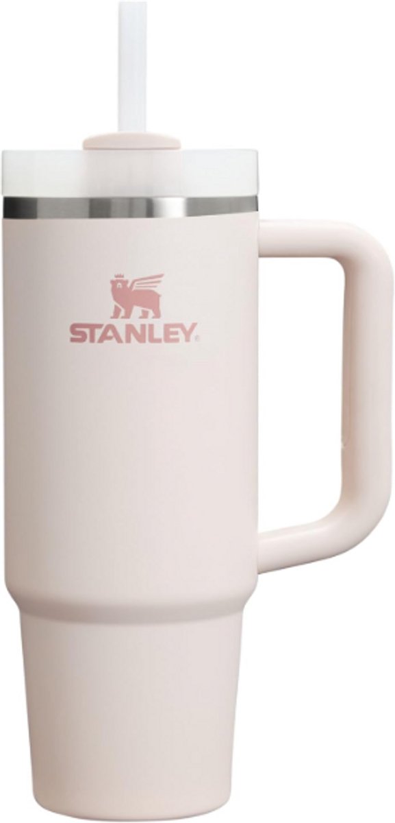 Stanley Quencher H2.0 Flowstate Tumbler 0.89L (Rose Quartz) - RVS - Lekvrije Thermosbeker met Rietje & Handvat – Geïsoleerd RVS – BPA-vrij - Drinkfles Waterfles