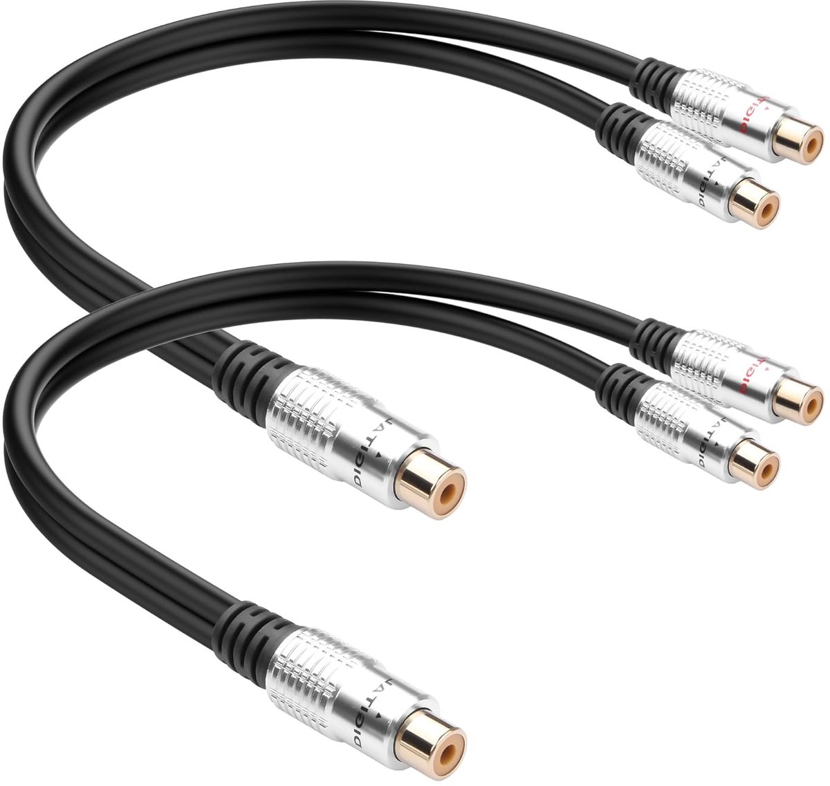 Stereo Audio Kabel - Y Splitter Kabel - Audio Verbinding - Vrouwelijk naar Vrouwelijk - 25 cm - Zwart
