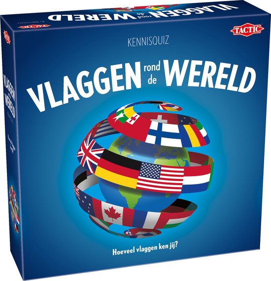 Tactic Vlaggen rond de Wereld – Bordspel – Vlaggen Herkennen en Topografie Quiz – Leerzaam Familiespel – 2-6 spelers – Hoogwaardige Scandinavische Kwaliteit