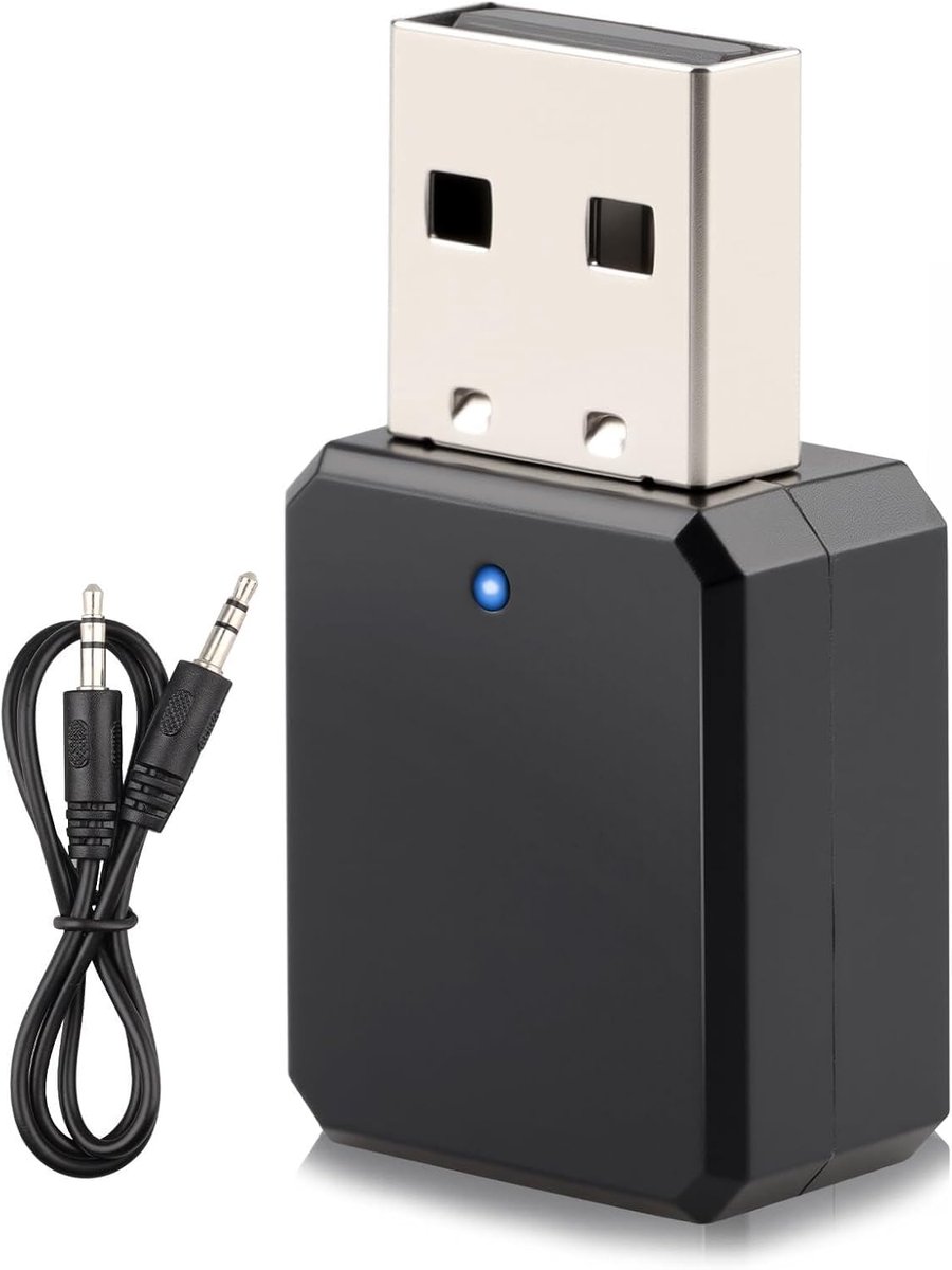 Bluetooth Audio Adapter - Draadloze Ontvanger - Muziek Streamen - Dubbele Audio Uitgang - Compact Formaat - Zwart