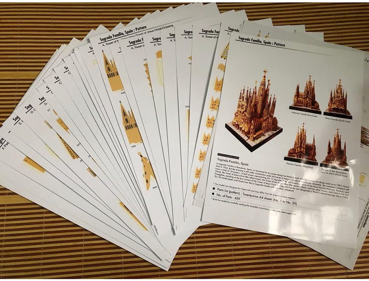 3D Papieren Puzzelmodel Sagrada Familia Kathedraal - Uitdagende DIY Bouwpakket — cadeau in Spellen & Speelgoed - foto 6