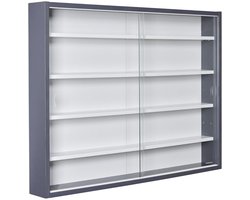 DnA® Vitrinekast Met Glas - Vitrinekast - Vitrine - Vitrinekast Met Led Verlichting - Vitrinekast Hangend - Grijs/Wit - 10cm x 80cm x 60cm