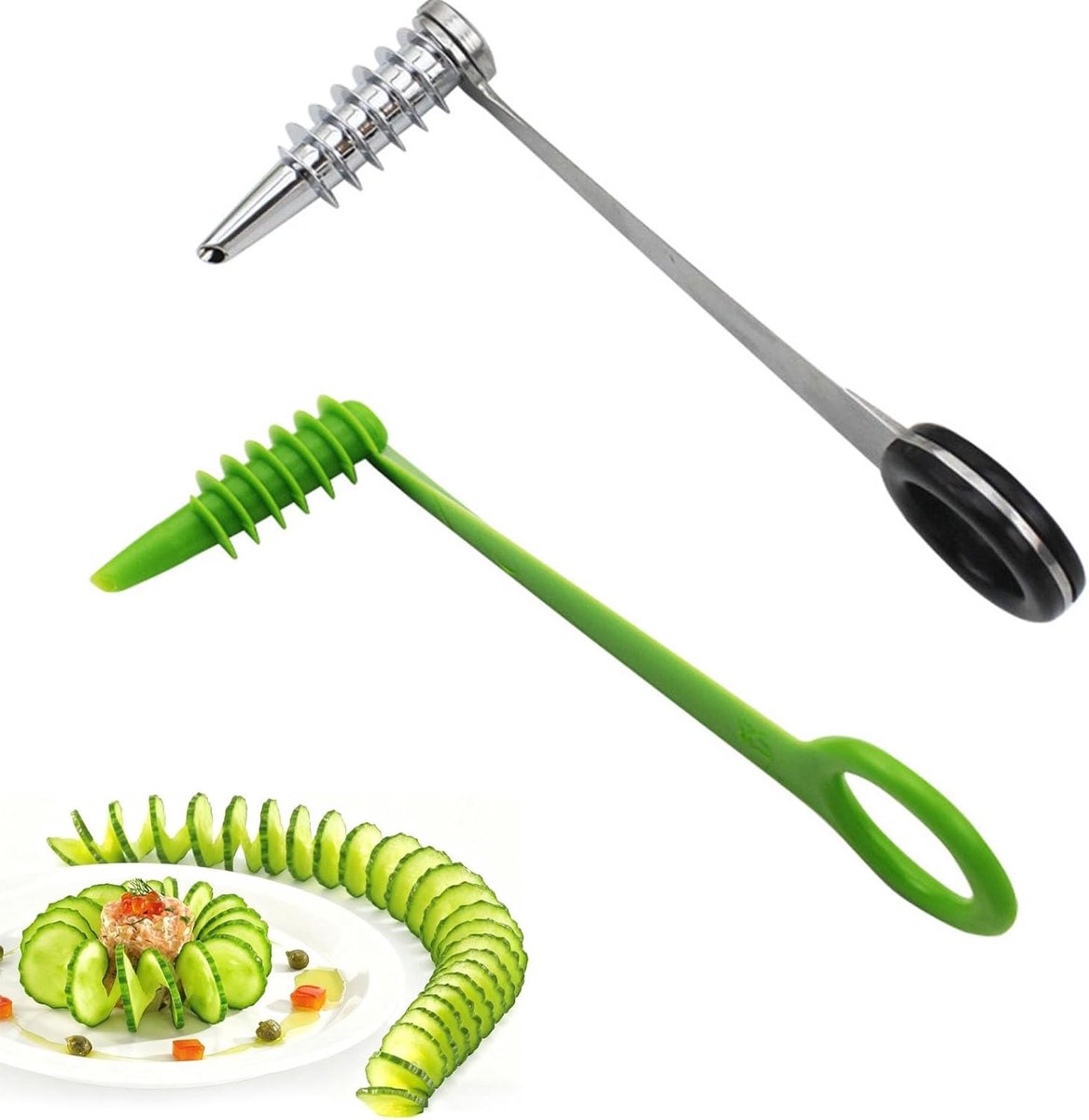 2-Pack Spiraalsnijder Groenten en Fruit - Handheld Tool voor Krullen en Julienne Snijden