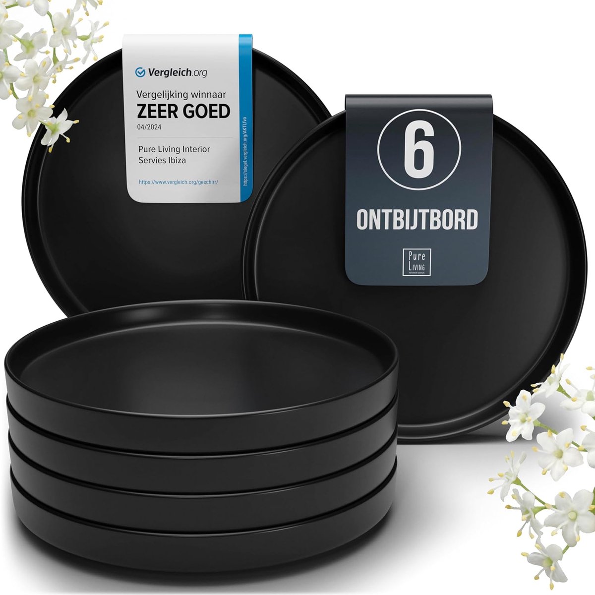 Servies Set Zwarte Dessertschaaltjes (6 stuks) - Matte Afwerking SteenGoed