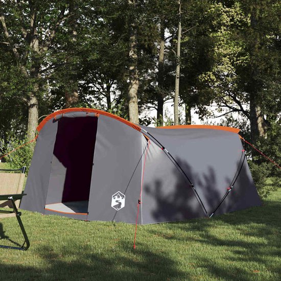 vidaXL - Tunneltent - voor - 4 - Personen - 4-persoons - Grijs - en - Oranje van Vidaxl — afbeelding 3
