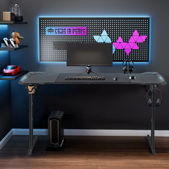 Gaming bureau - Computertafel Werktafel - Thuiswerken en gamen - Stabiel Z-frame ontwerp - 140 x 60 cm van Merkloos — afbeelding 4