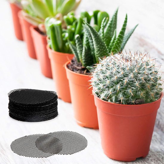 100 stuks-Ronde bloempotmat -Bloempotrooster- Planten Mesh Pad-Bloempot Gaas Ma- Drainage rooster planten-Voorkomt Bodem Lekkage-Plantenbak- bloempotmat-4.5cm van Merkloos	 — afbeelding 4