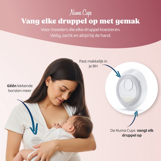 Numa Cups Lekschalen Moedermelk - Onzichtbaar in BH, Lekvrij & Comfortabel - BPA-vrij Siliconen - 2 stuks - Petit Kado van Merkloos — afbeelding 3