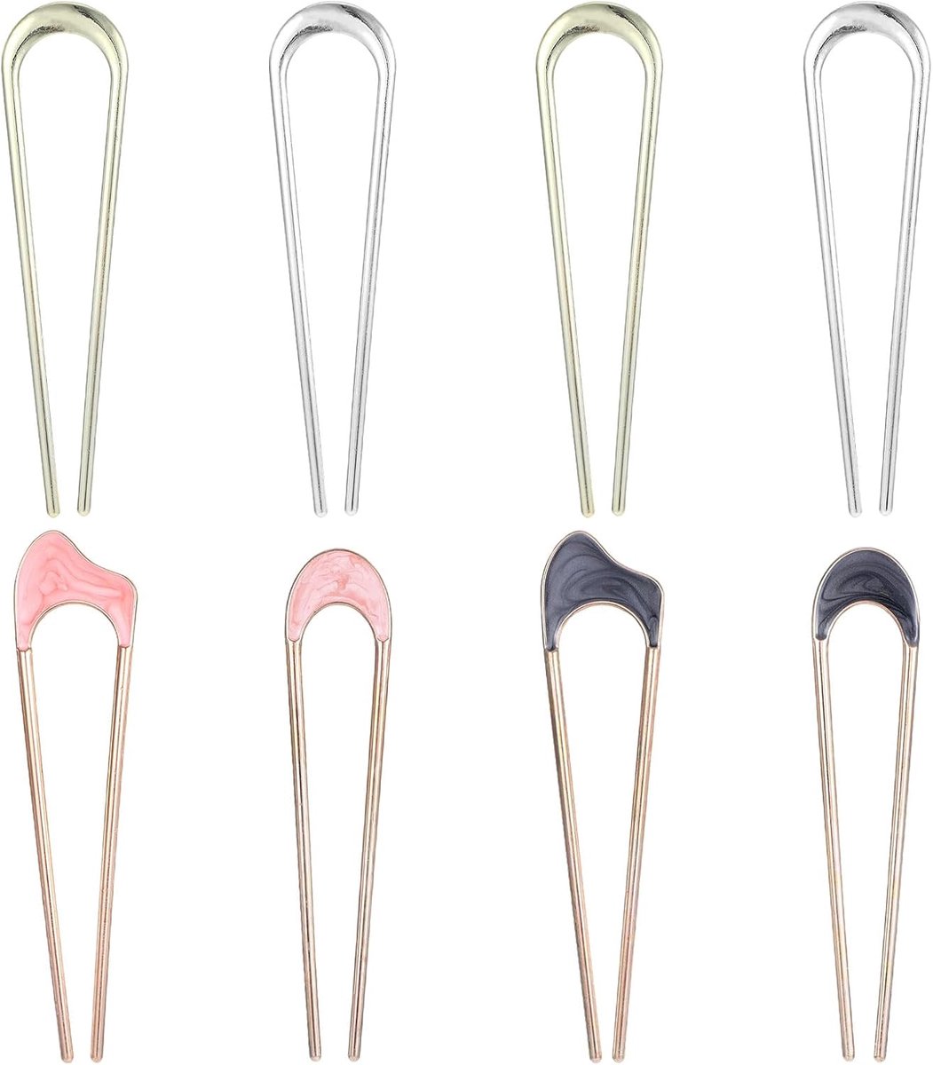 Set van 8 U-vormige Haarspelden voor Elegante Kapsels en Opsteken