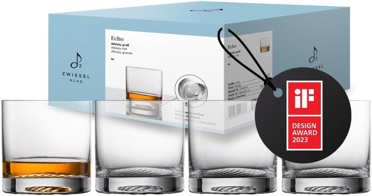 Set van 4 Grote Whiskyglazen - Modern Tritan Kristalglas - Vaatwasmachinebestendig