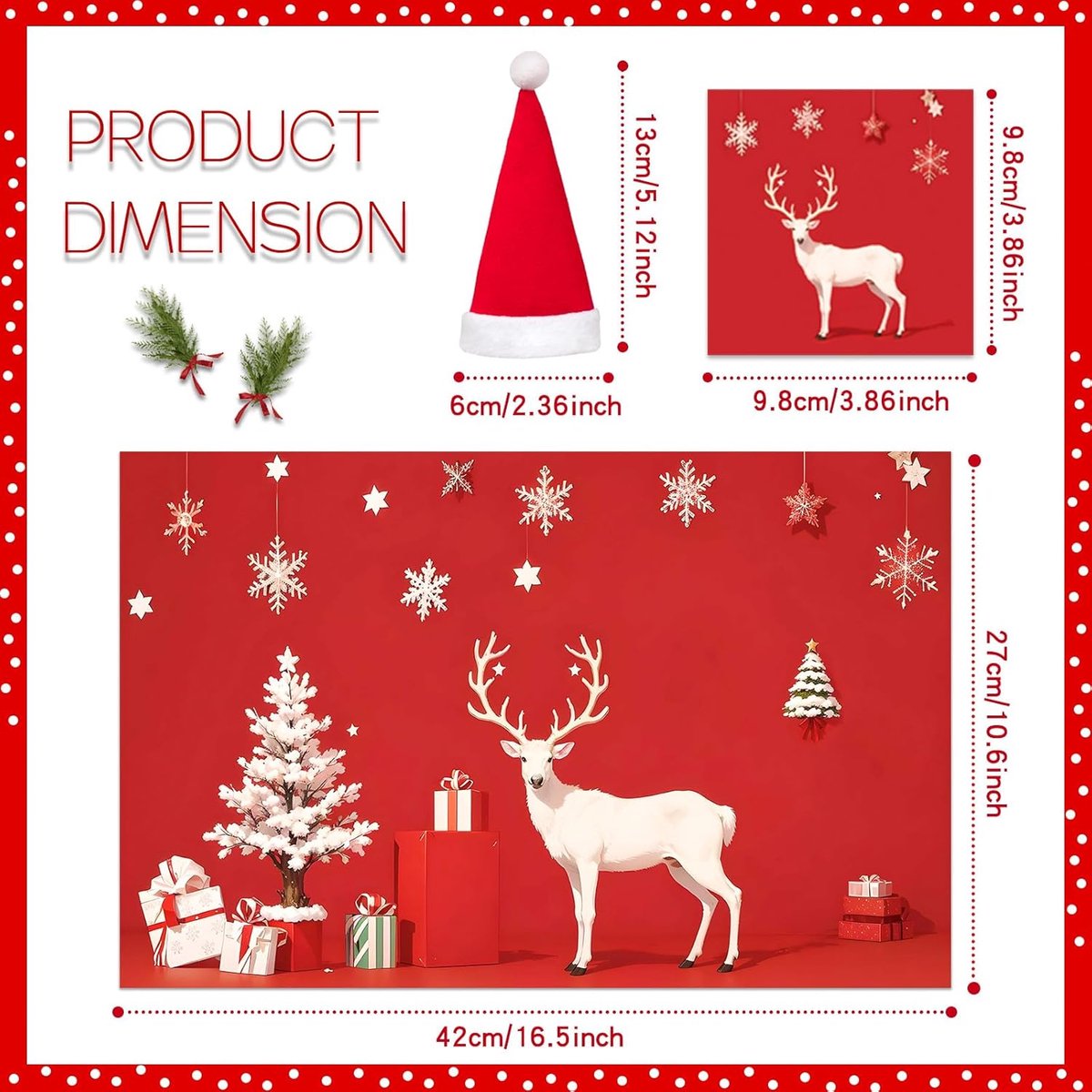 18-Delige Kerst Placemats Set: Tafelmatten, Onderzetters en Bestekhoezen - Wasbaar