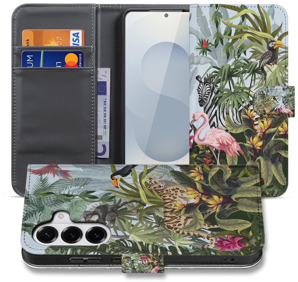 Samsung Galaxy S26 Bookcase Hoesje Met Pasjes Jungle Design