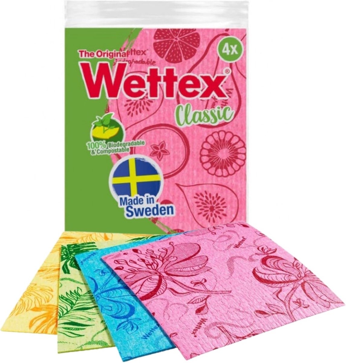 Superabsorberende Zweedse vaatdoek 4-pack – Milieuvriendelijk & herbruikbaar